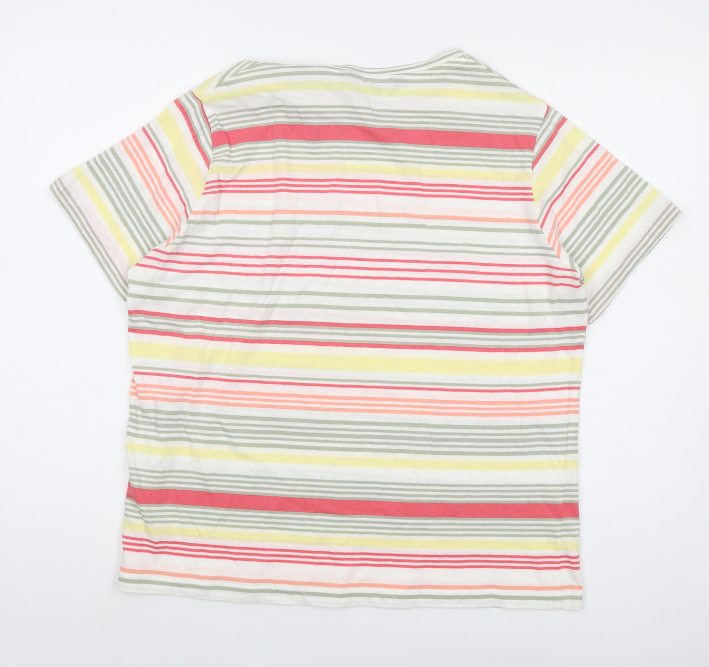 EWM Womens Multicoloured Striped Cotton Basic T-Shirt Size 18 Round Neck