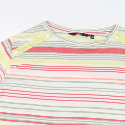 EWM Womens Multicoloured Striped Cotton Basic T-Shirt Size 18 Round Neck