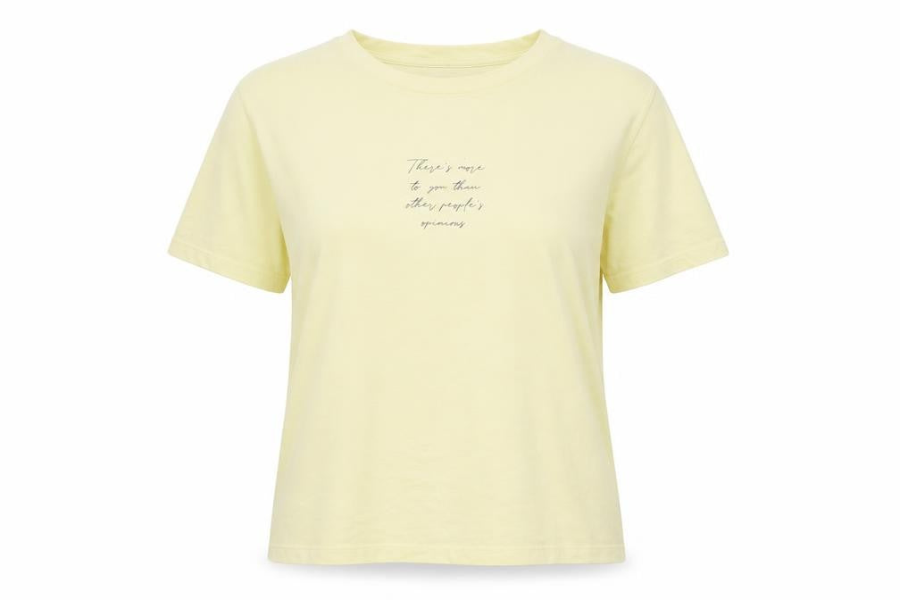 Mango Womens Yellow Polyester Basic T-Shirt Size M Crew Neck