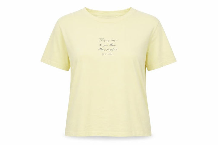 Mango Womens Yellow Polyester Basic T-Shirt Size M Crew Neck