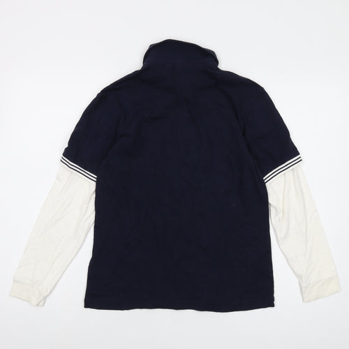 Gap Girls Blue Cotton Basic Polo Size 10-11 Years Collared Button