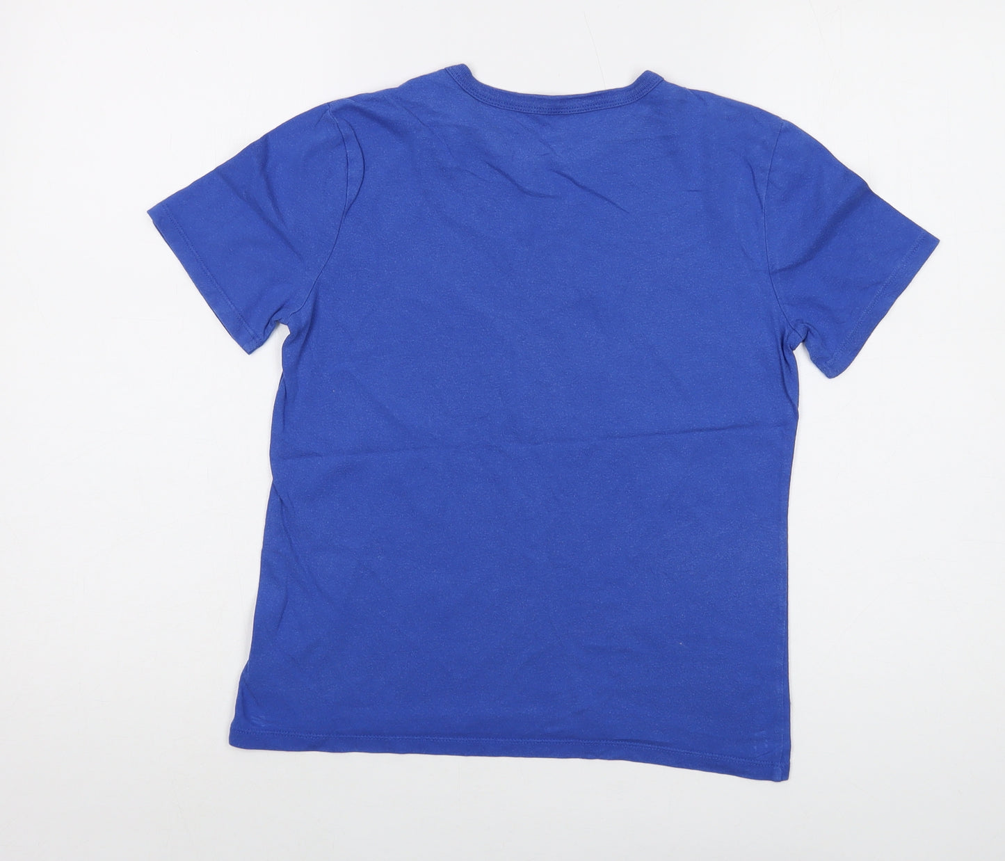 Gap Boys Blue Cotton Basic T-Shirt Size 10-11 Years Crew Neck Pullover - Shark Print