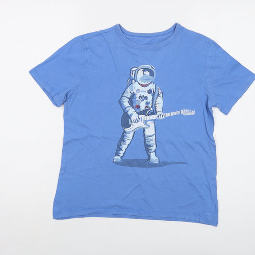 Gap Boys Blue Cotton Basic T-Shirt Size 10-11 Years Crew Neck Pullover