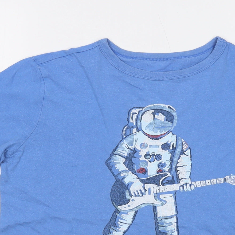 Gap Boys Blue Cotton Basic T-Shirt Size 10-11 Years Crew Neck Pullover