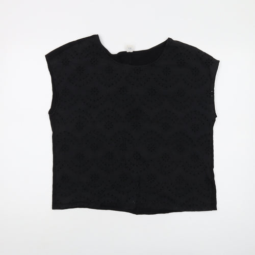 Old Navy Womens Black Polyester Basic T-Shirt Size L Round Neck