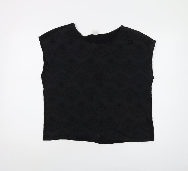 Old Navy Womens Black Polyester Basic T-Shirt Size L Round Neck