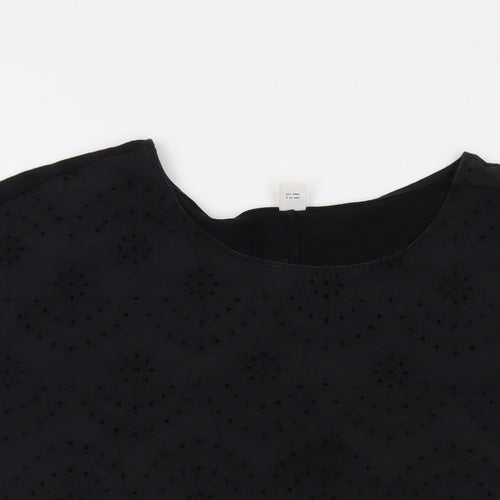Old Navy Womens Black Polyester Basic T-Shirt Size L Round Neck