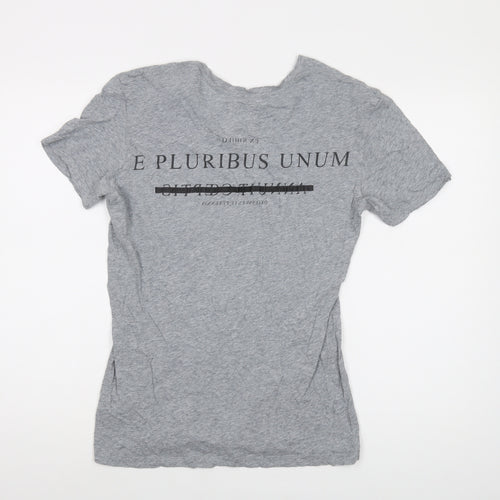 AllSaints Womens Grey Cotton Basic T-Shirt Size S Round Neck