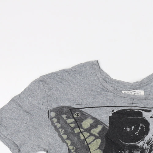 AllSaints Womens Grey Cotton Basic T-Shirt Size S Round Neck