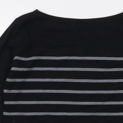 Regatta Womens Black Striped Cotton Basic T-Shirt Size 10 Round Neck