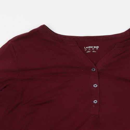 Lands' End Mens Purple Polyester T-Shirt Size L V-Neck