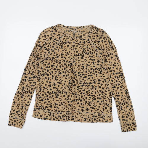 Banana Republic Womens Beige Animal Print Cotton Basic T-Shirt Size M Round Neck