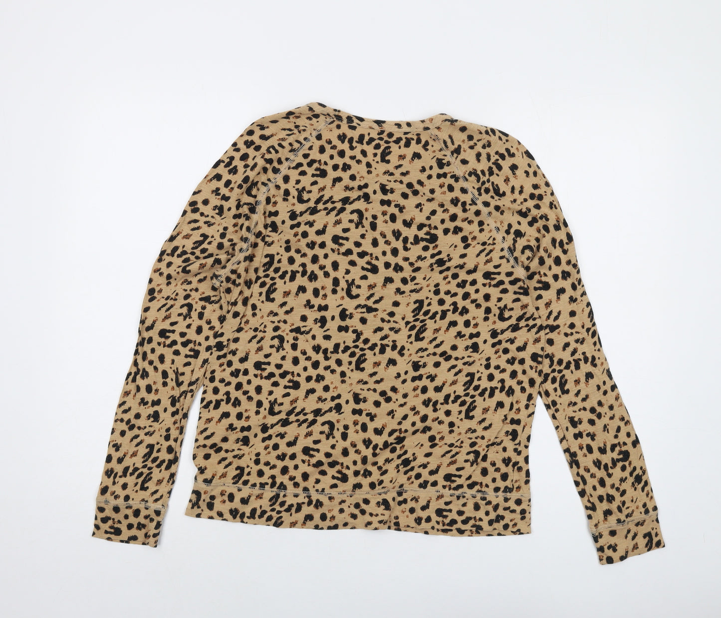 Banana Republic Womens Beige Animal Print Cotton Basic T-Shirt Size M Round Neck
