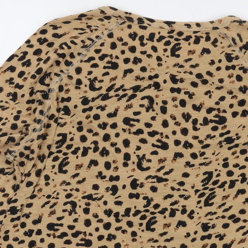 Banana Republic Womens Beige Animal Print Cotton Basic T-Shirt Size M Round Neck