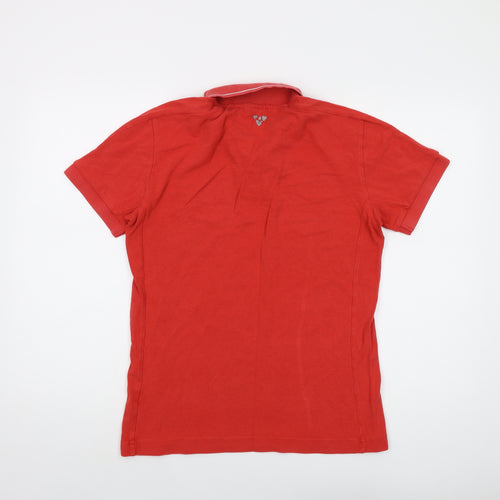 PUMA Mens Red Polyester Polo Size M Collared Button - Arsenal FC
