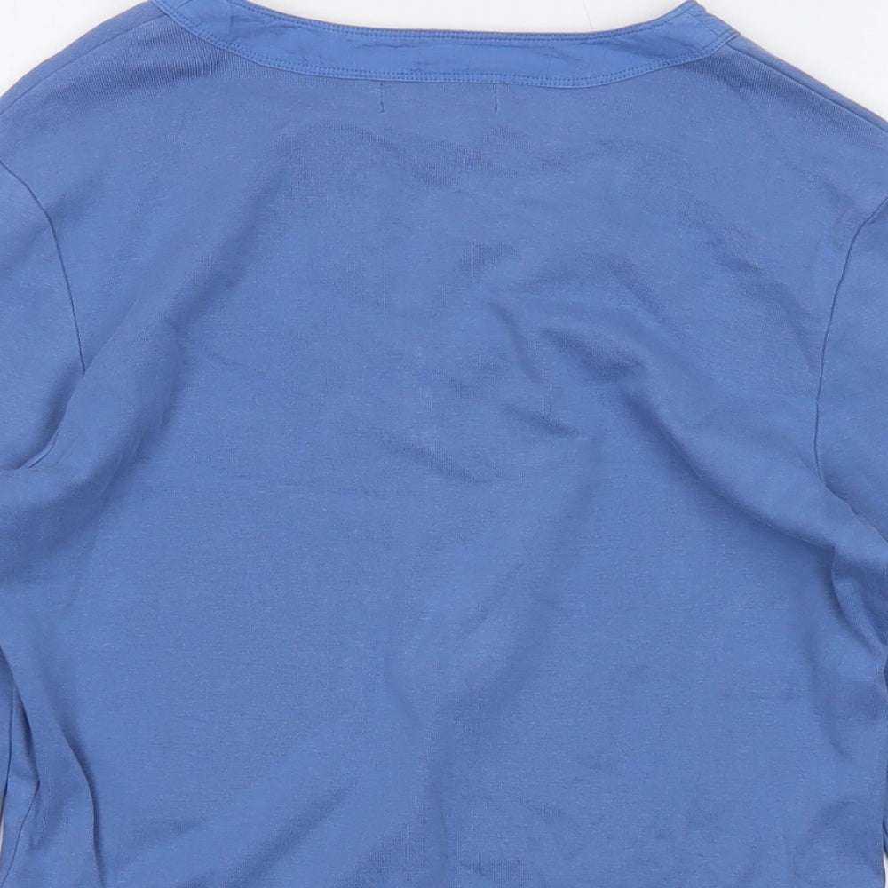 Monsoon Womens Blue Cotton Basic T-Shirt Size 14 V-Neck