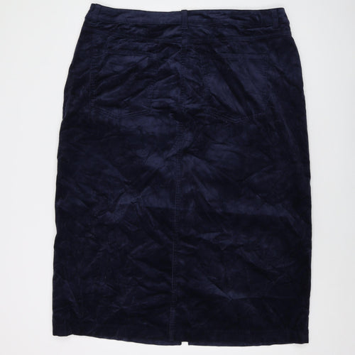 Marks and Spencer Womens Blue Cotton A-Line Skirt Size 20 Button