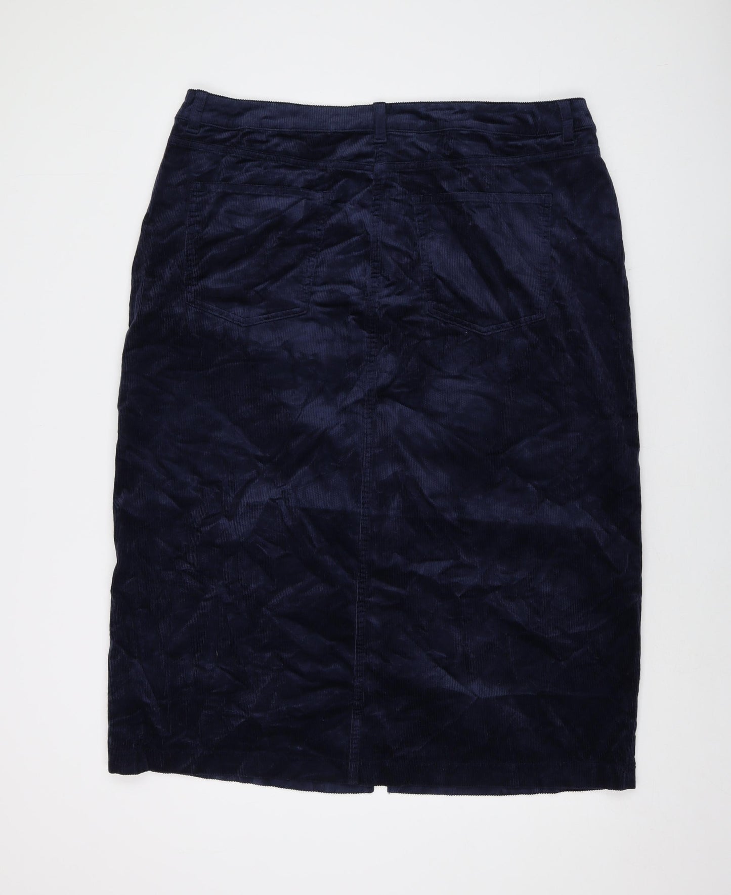 Marks and Spencer Womens Blue Cotton A-Line Skirt Size 20 Button