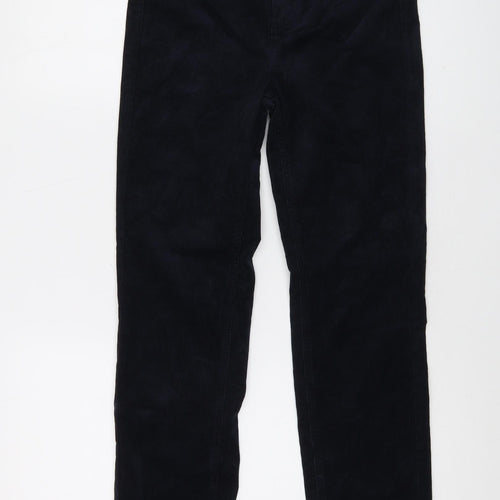 Marks and Spencer Womens Blue Cotton Trousers Size 6 L28 in Regular Button
