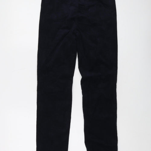 Marks and Spencer Womens Blue Cotton Trousers Size 6 L28 in Regular Button