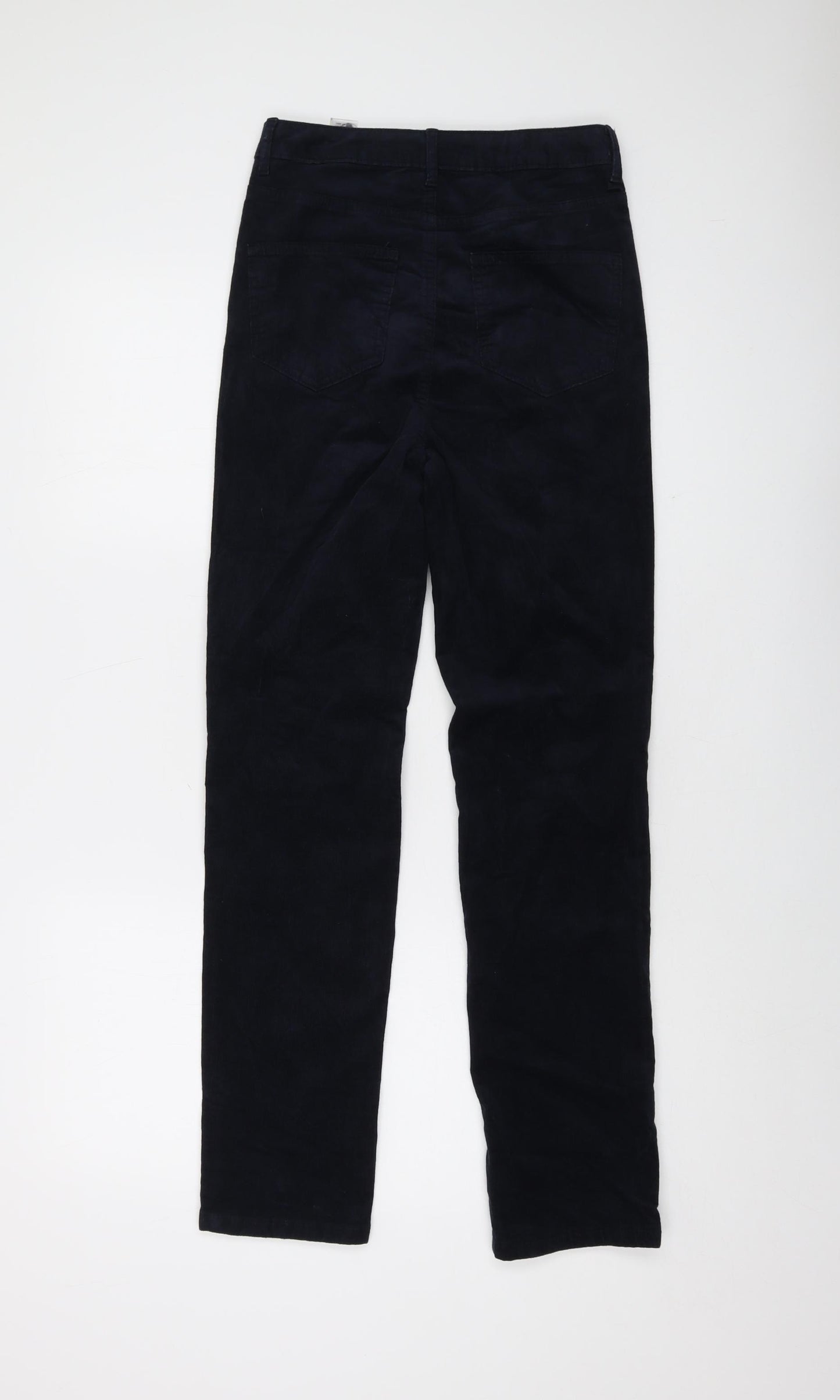 Marks and Spencer Womens Blue Cotton Trousers Size 6 L28 in Regular Button
