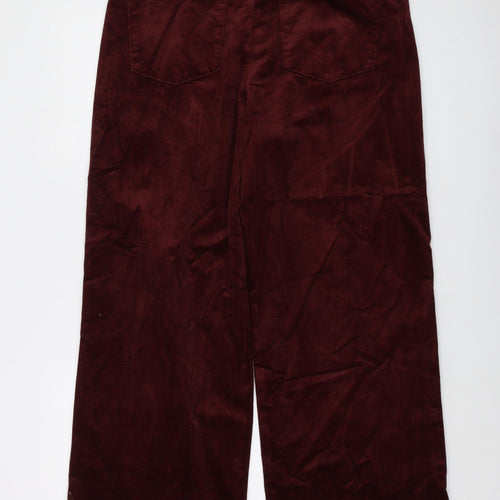 Marks and Spencer Womens Red Cotton Trousers Size 14 L31 in Regular Button