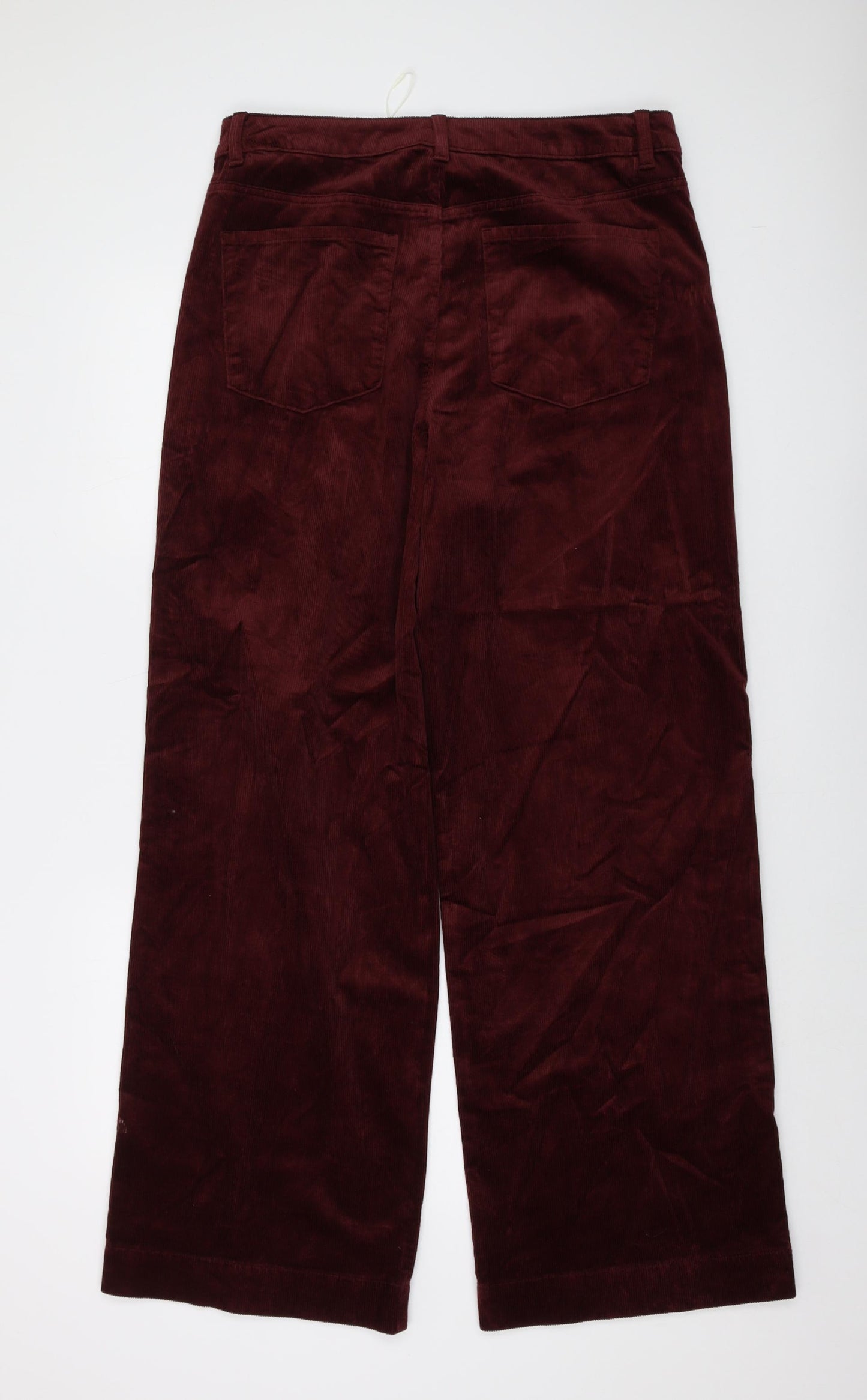 Marks and Spencer Womens Red Cotton Trousers Size 14 L31 in Regular Button