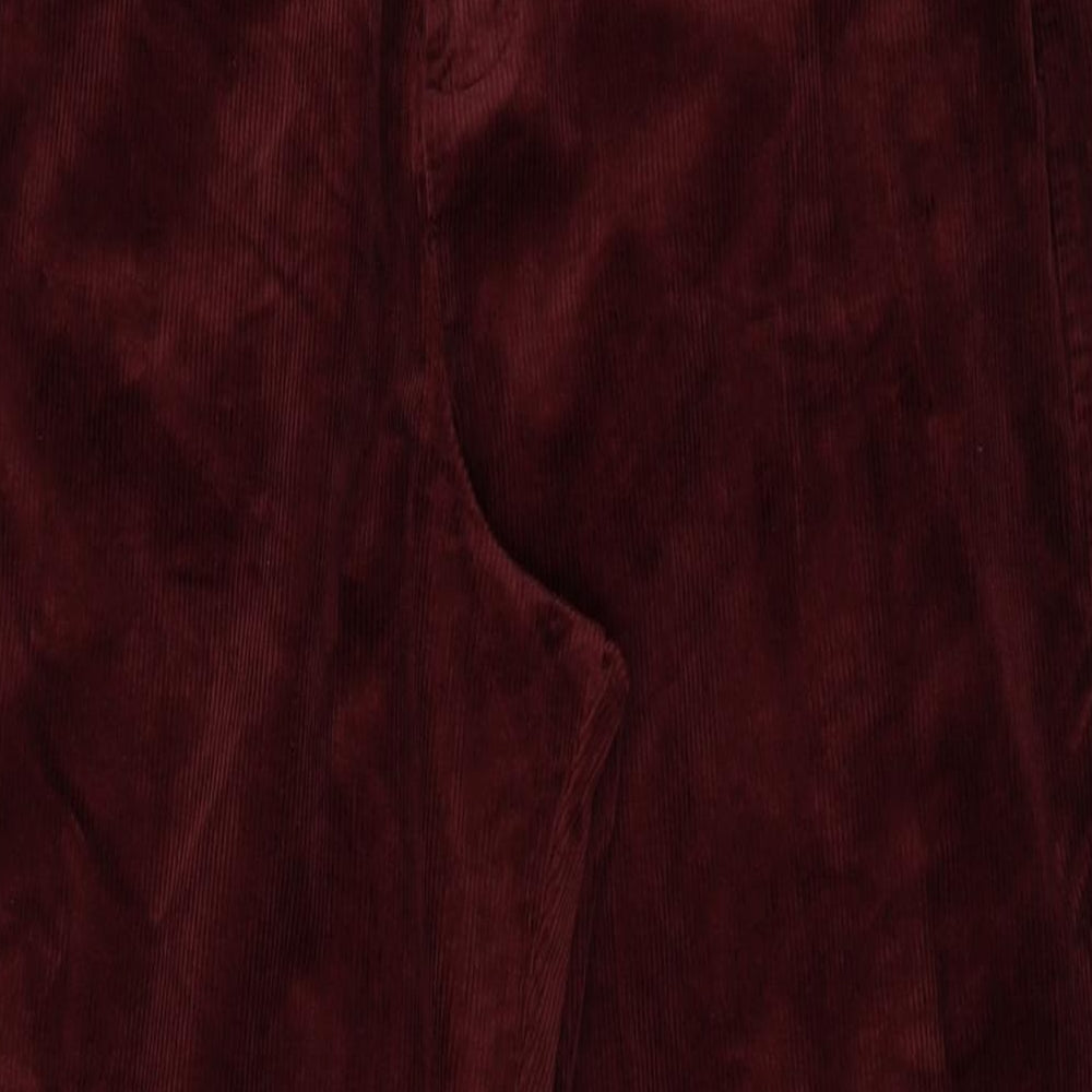 Marks and Spencer Womens Red Cotton Trousers Size 14 L31 in Regular Button
