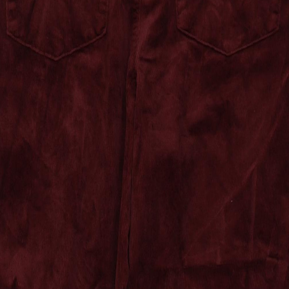 Marks and Spencer Womens Red Cotton Trousers Size 14 L31 in Regular Button