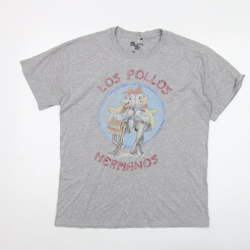 Breaking Bad Mens Grey Cotton T-Shirt Size L Crew Neck - Los Polos Hermanos