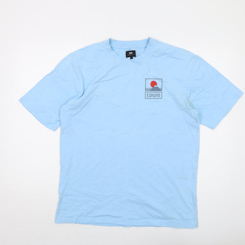 Edwin Mens Blue Cotton T-Shirt Size S Crew Neck