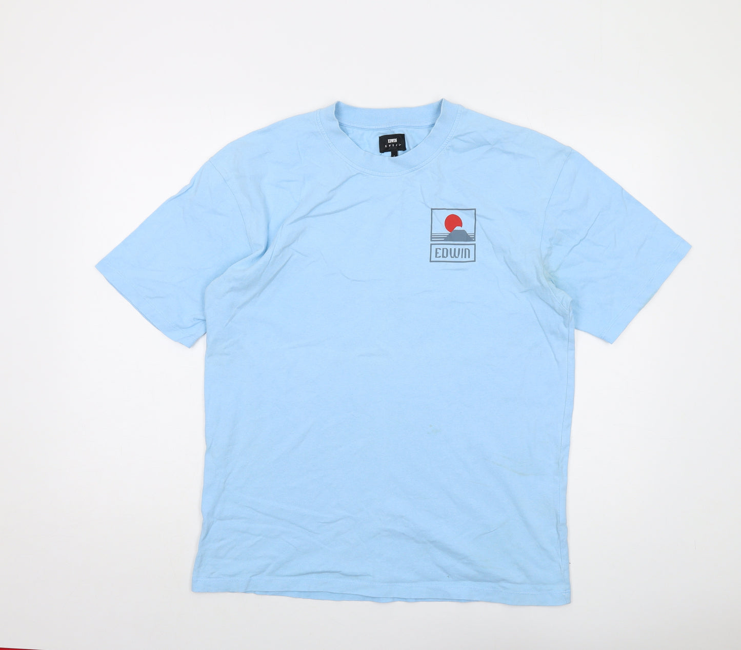 Edwin Mens Blue Cotton T-Shirt Size S Crew Neck