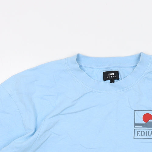 Edwin Mens Blue Cotton T-Shirt Size S Crew Neck