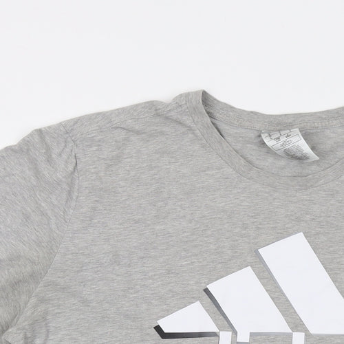adidas Mens Grey Cotton T-Shirt Size L Crew Neck