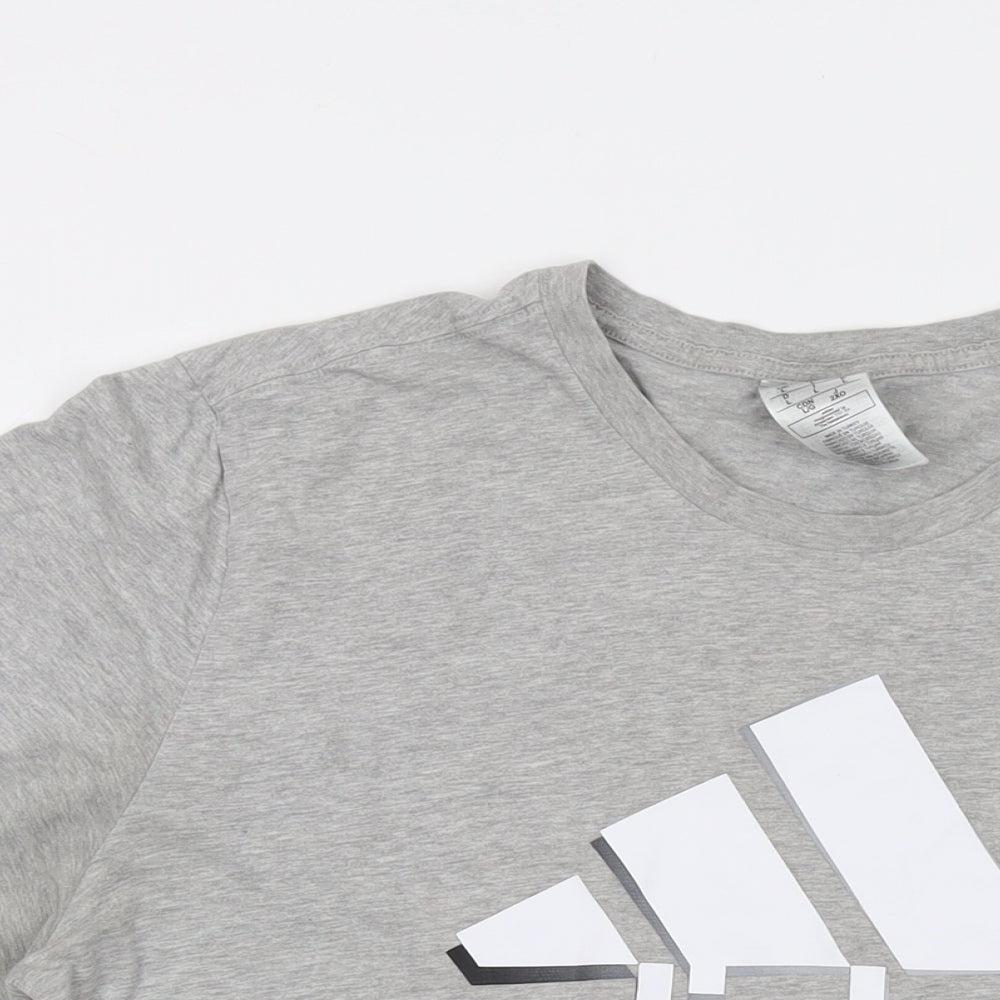 adidas Mens Grey Cotton T-Shirt Size L Crew Neck