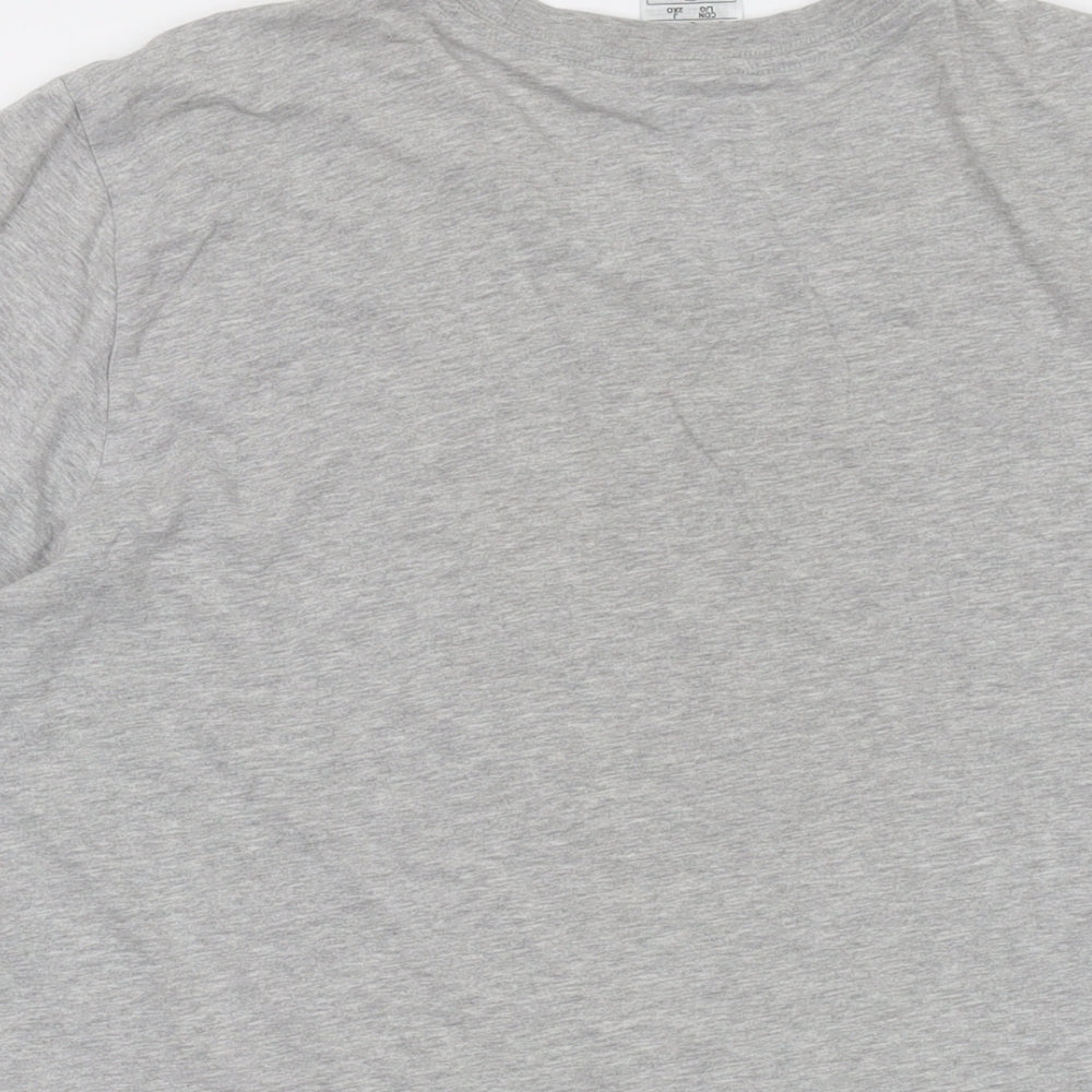 adidas Mens Grey Cotton T-Shirt Size L Crew Neck