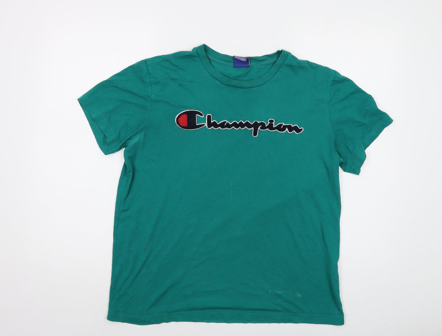 Champion Mens Green Cotton T-Shirt Size M Crew Neck