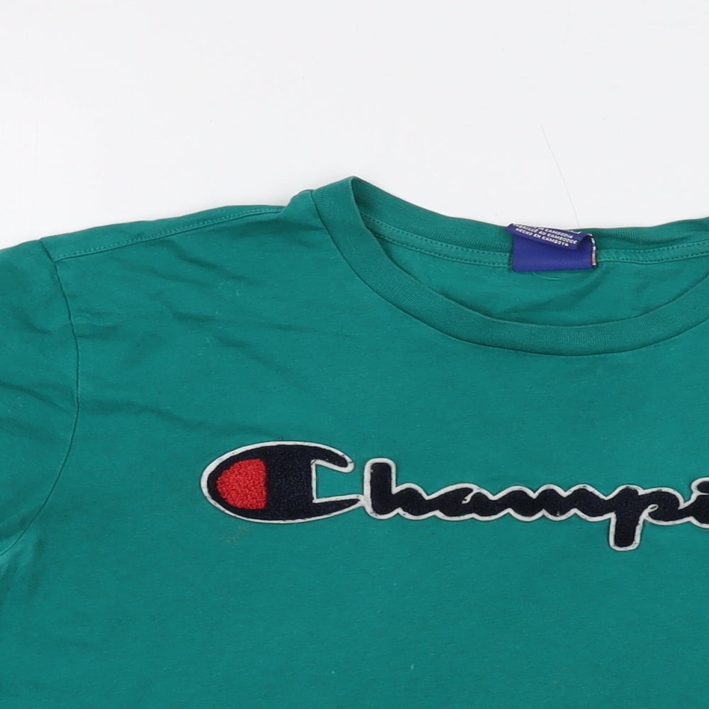 Champion Mens Green Cotton T-Shirt Size M Crew Neck