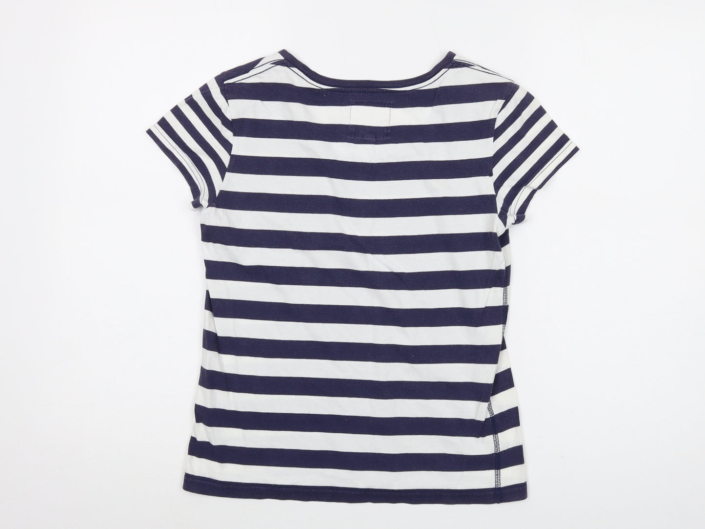 Jack Wills Womens Blue Striped Cotton Basic T-Shirt Size 6 Crew Neck