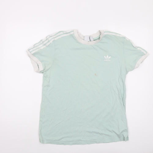 adidas Womens Green Cotton Basic T-Shirt Size 12 Crew Neck