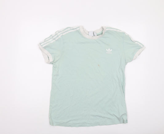 adidas Womens Green Cotton Basic T-Shirt Size 12 Crew Neck