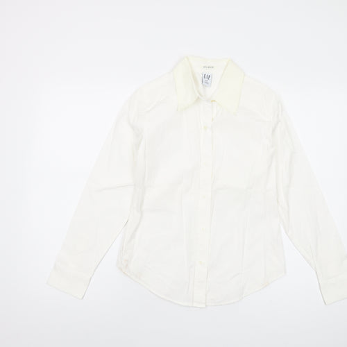 Gap Womens Ivory Cotton Basic Button-Up Size S Collared