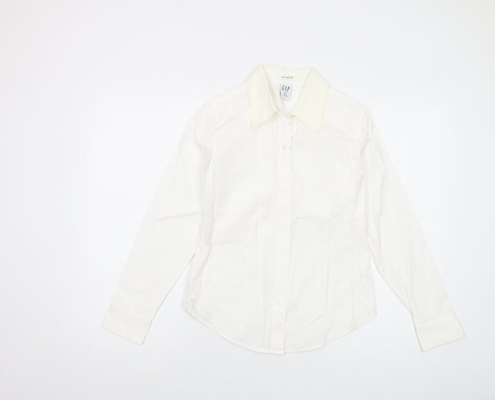 Gap Womens Ivory Cotton Basic Button-Up Size S Collared