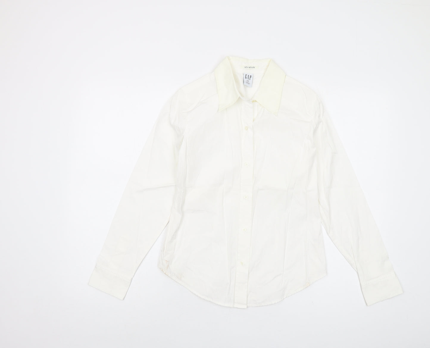 Gap Womens Ivory Cotton Basic Button-Up Size S Collared