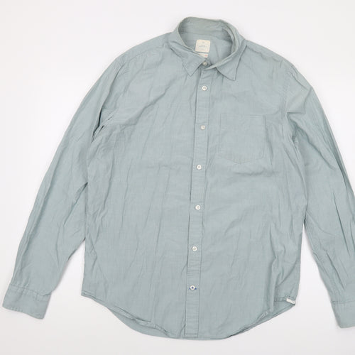 Gap Mens Green Cotton Button-Up Size L Collared Button
