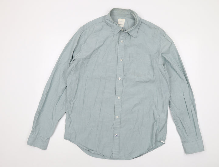 Gap Mens Green Cotton Button-Up Size L Collared Button