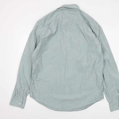Gap Mens Green Cotton Button-Up Size L Collared Button
