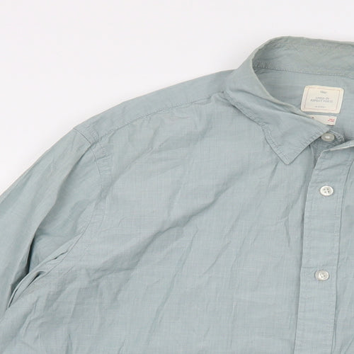 Gap Mens Green Cotton Button-Up Size L Collared Button