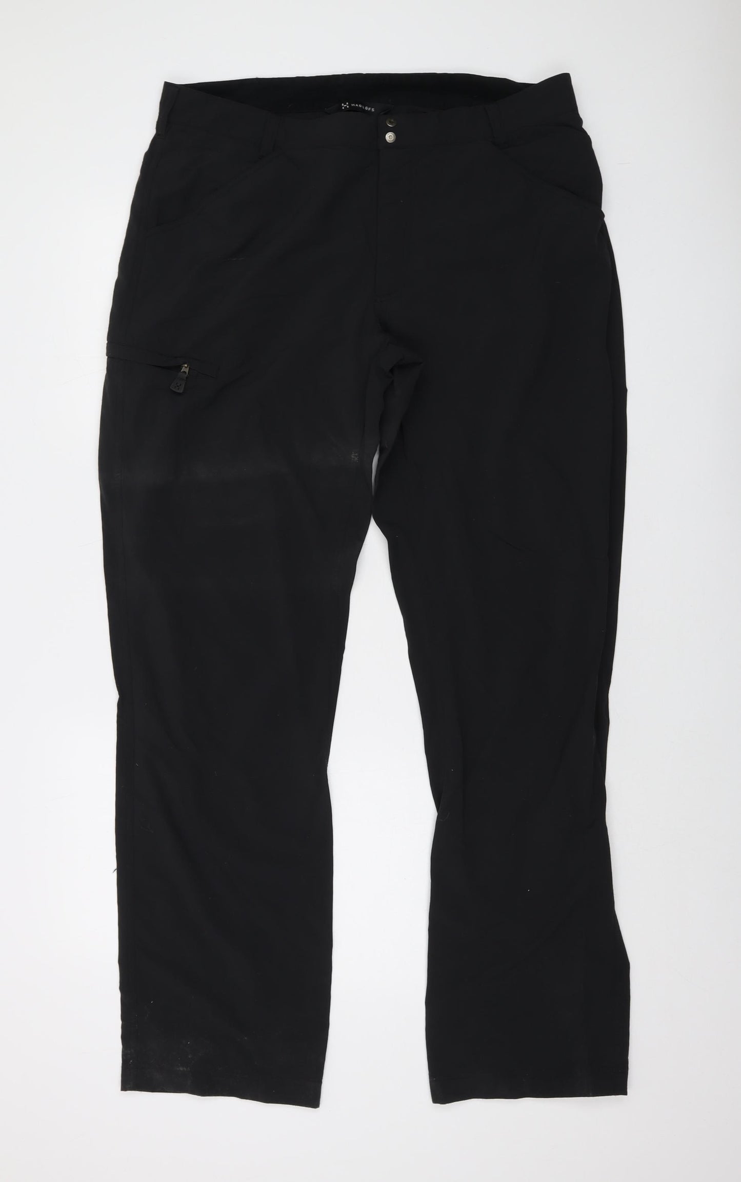 Haglofs Mens Black Polyamide Trousers Size XL L33 in Regular Button
