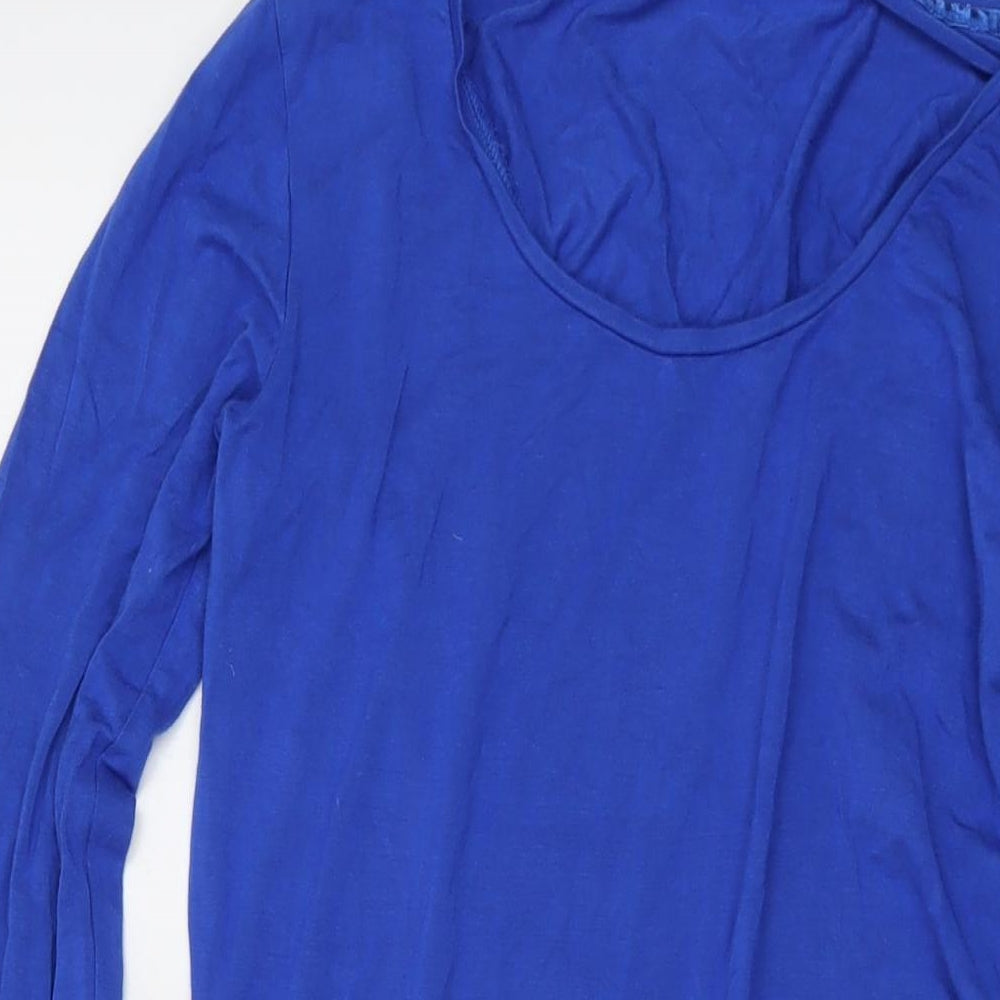 LTS Basic Womens Blue Viscose Tunic Blouse Size M Round Neck